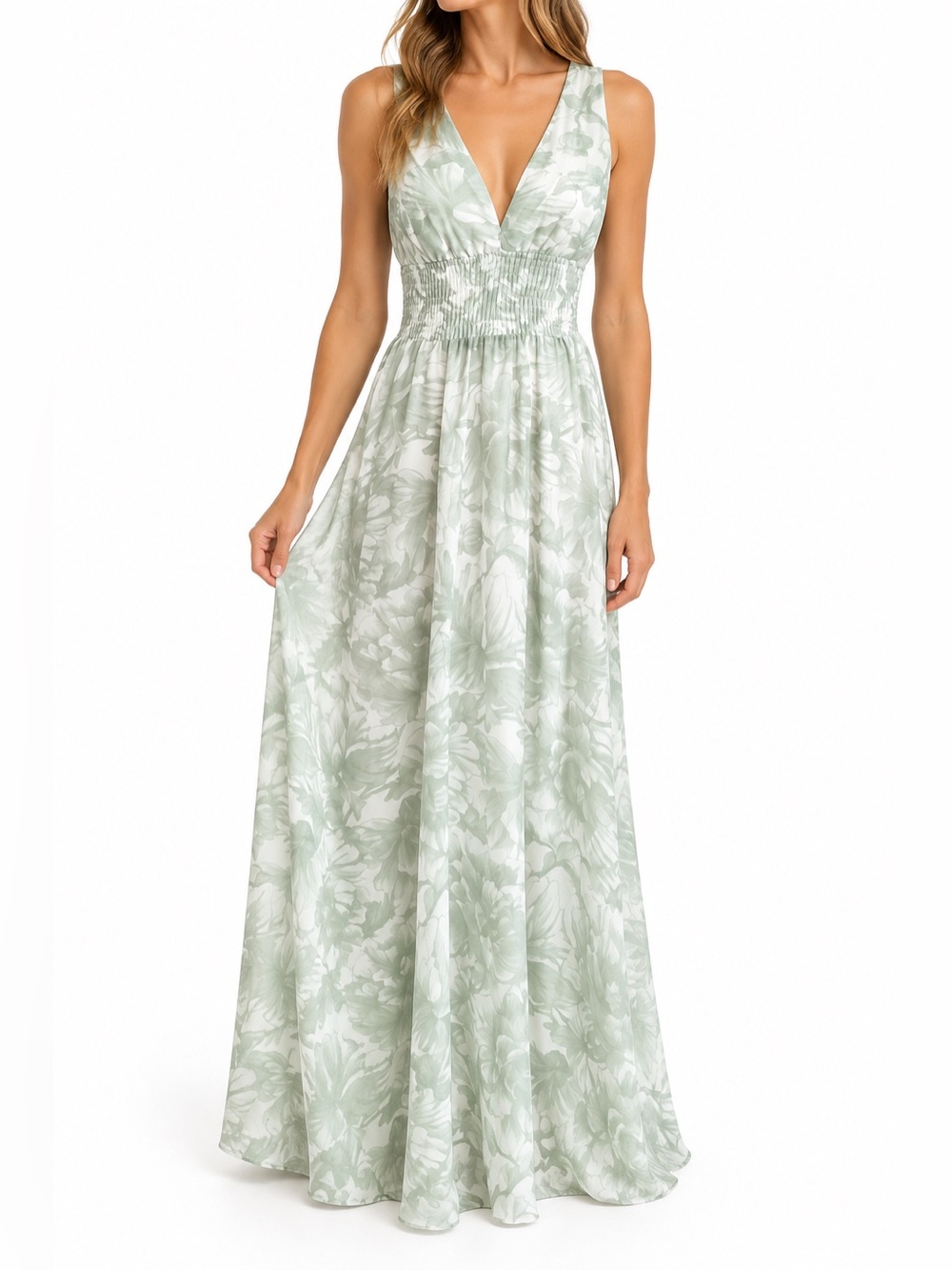 Baltic Born Green Floral Maxi Dress Medium
